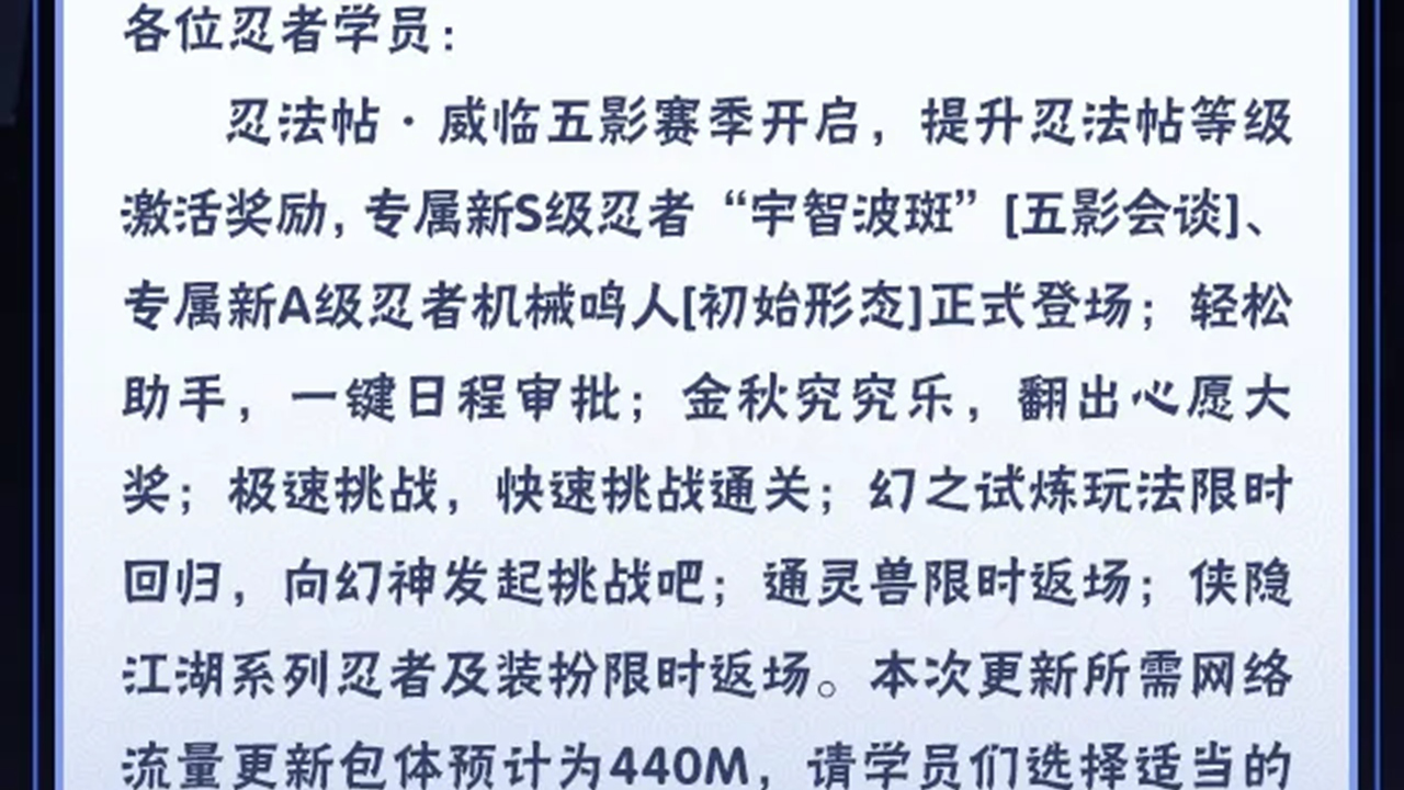 《火影忍者》【本周公告】忍法帖·威临五影赛季开启,专属新S忍“宇智波斑”「五影会谈」正式登场!图片