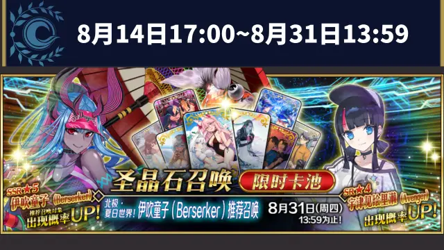 《命运-冠位指定》【限时】「北极·夏日世界！伊吹童子（Berserker）推荐召唤」！图片