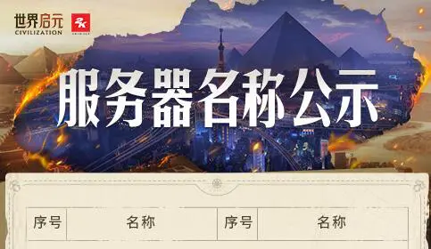 《世界启元》公测服务器名称公示图片