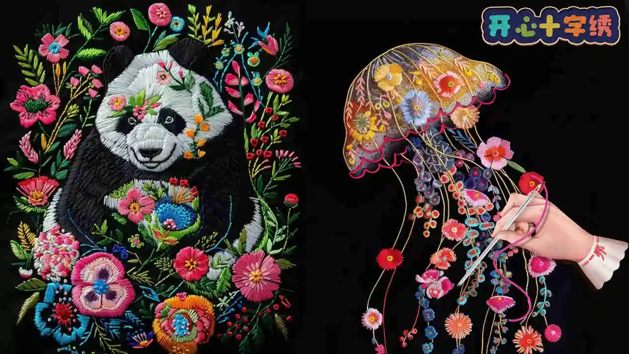 开心十字绣图片