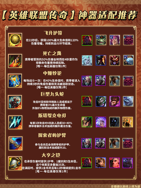 《金铲铲之战》📣【英雄联盟传奇】神器适配推荐来噜~ ✨新赛季上线神器不会出装使用？金宝儿带着新赛季神器推荐来啦~喊上搭子速来码住！图片_3