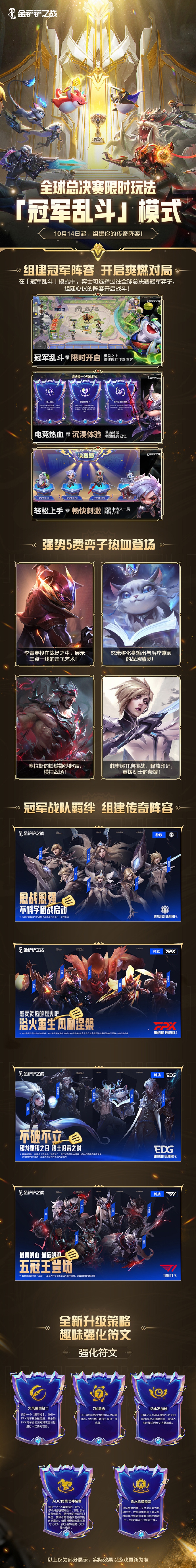 《金鏟鏟之戰(zhàn)》全球總決賽限時(shí)玩法【冠軍亂斗】模式登場(chǎng)！在棋盤(pán)之上，組建你的傳奇陣容吧！圖片_1