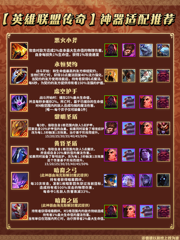 《金铲铲之战》📣【英雄联盟传奇】神器适配推荐来噜~ ✨新赛季上线神器不会出装使用？金宝儿带着新赛季神器推荐来啦~喊上搭子速来码住！图片_1