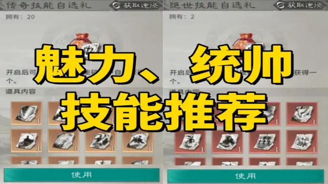 《三国：天下归心》魅力、统帅技能推荐图片