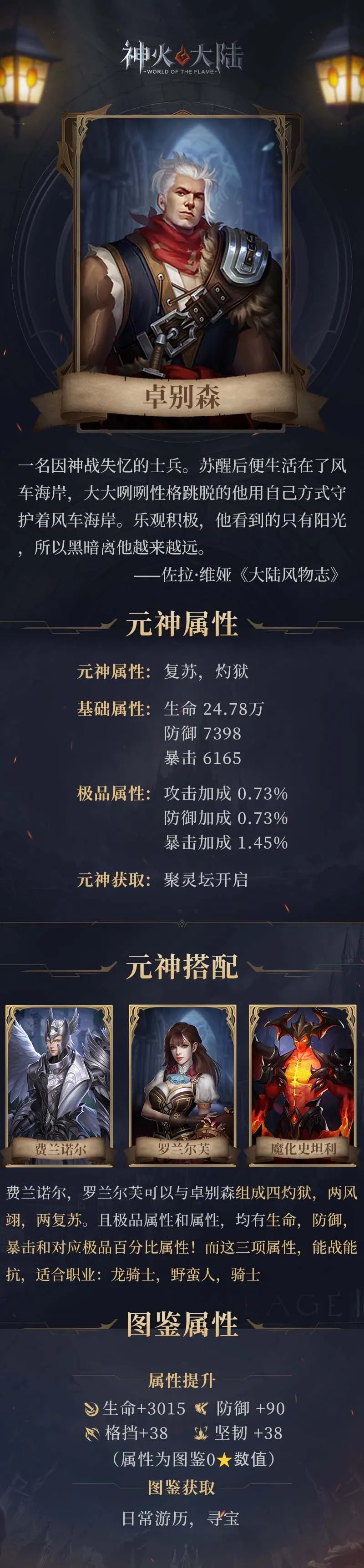 《神火大陸》神火人物志丨屬性能抗能打，失億士兵守護和平，卓別森搭配來襲~內(nèi)含福利圖片_1