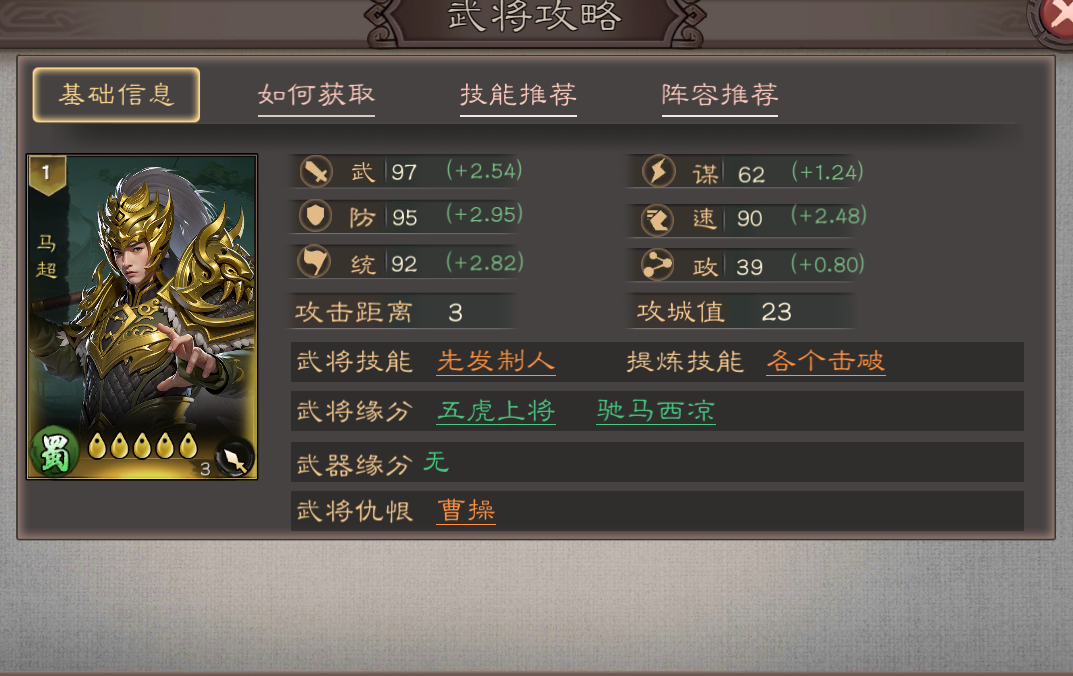 《三国乱世霸王》武将马超攻略图片_1